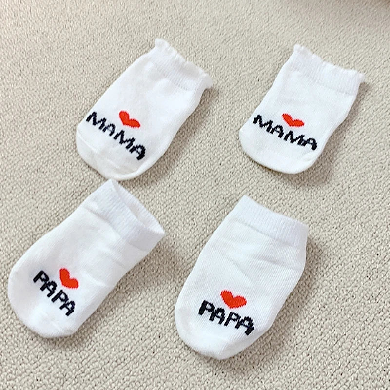 Lot de 2 paires de chaussettes pour nouveau-né,motif amour MAMA PAPA