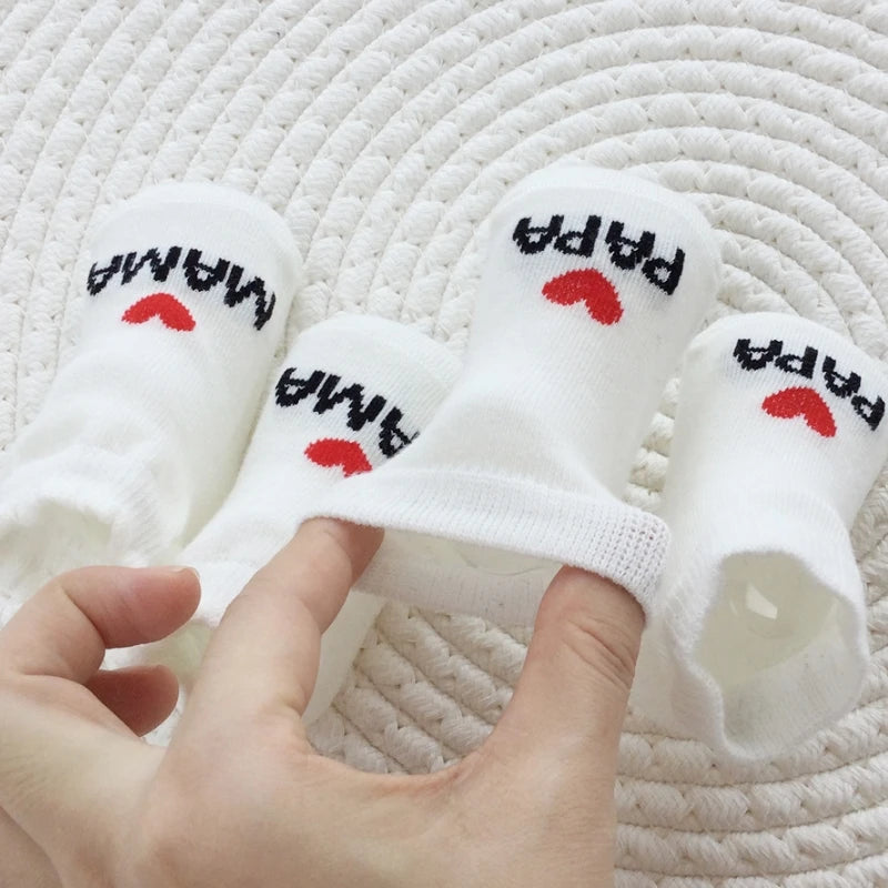 Lot de 2 paires de chaussettes pour nouveau-né,motif amour MAMA PAPA